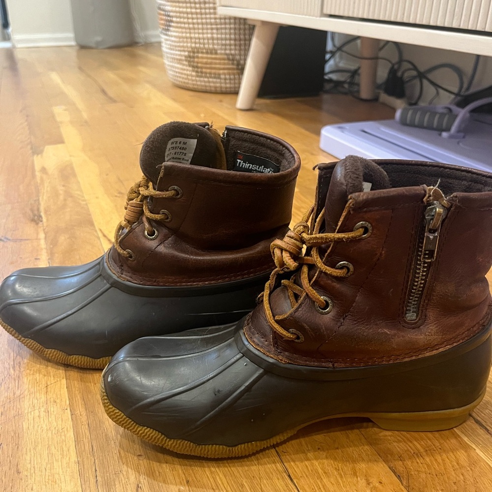 Sperry Brown and Black Winter Rain Boots